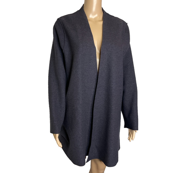 Women's 2 Oska Gray 100% Boiled Wool Open Mid-Thigh Coat - Picture 2 of 6